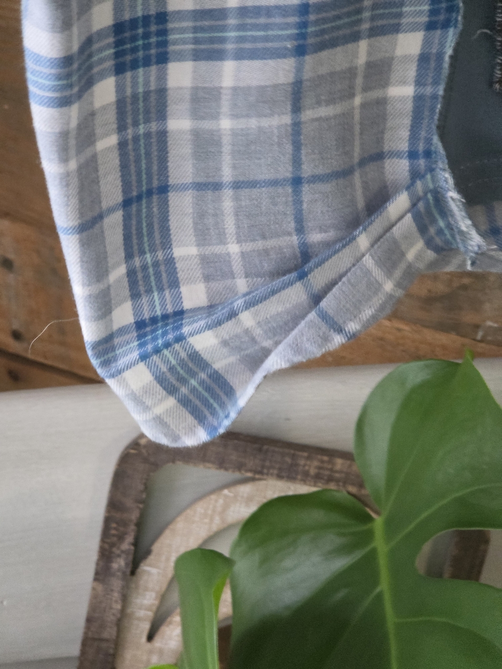 Upcycled Stay Frosty Graphic T-shirt with Plaid Sleeves - Picture 10 of 10